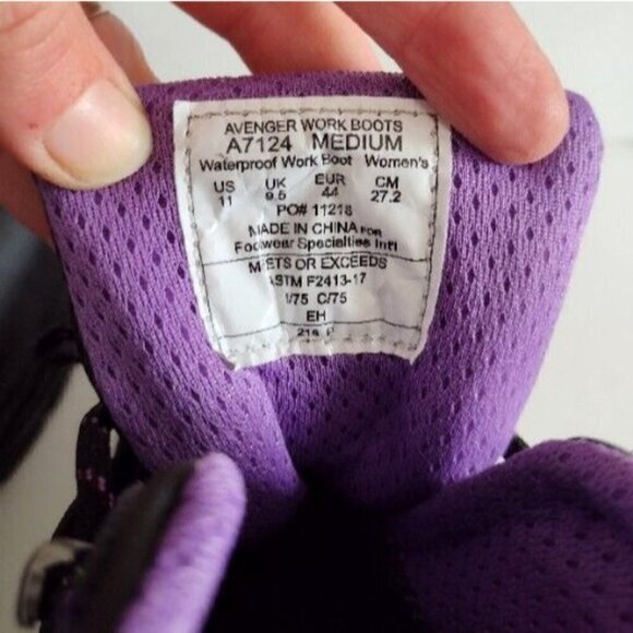 Avenger Work Boots A7124 Medium Steel Toe Black Leather Womens 11 - Picture 9 of 9